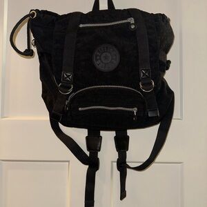 Kipling Black Backpack with Silver Accents